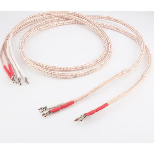 New Pair 12TC Hifi Speaker Cable High Quality Pure OCC Speaker Wire With Spade Plug Audiophile speaker cable