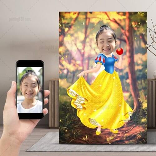 Disney Princess Custom Canvas Poster For Kid Girls Room Decor Disney Custom Personalized Printing Picture Wall Art Children Gift