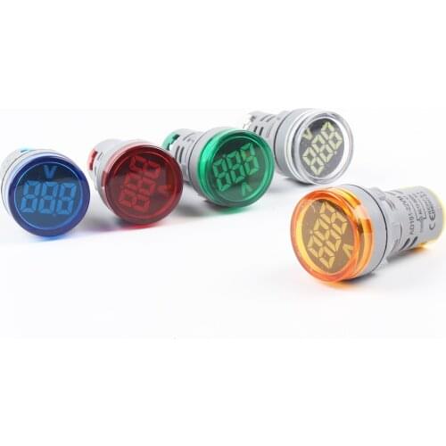 22mm LED Voltage measuring instrument Mini Voltage meter Colorful AC 20 V -500V Indicator Voltmeter Yellow Green Blue AD16-22DSV