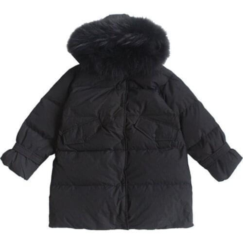 2021 New Harajuku Winter Children Down Jacket Girl Big Children Solid color Thickened Hooded Children Medium Long Down Jacket