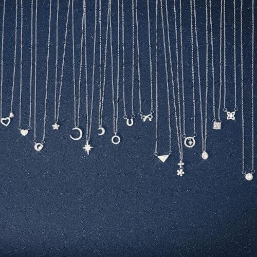 RINHOO Trendy Simple Flower Moon Star Heart Pendant Necklace For Women Girls Rhinestone Silver Color Choker Fashion Jewelry