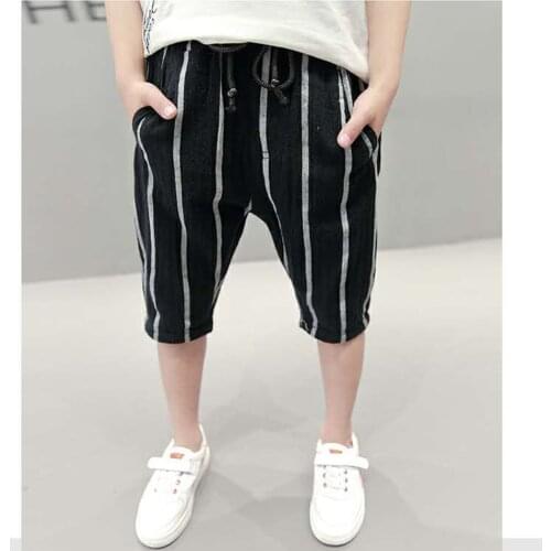 New Summer Kids Short For 4 6 8 10 12 13 Years Mid Big Child Boys Shorts Children Casual Shorts Fashion Striped Boys Clothing