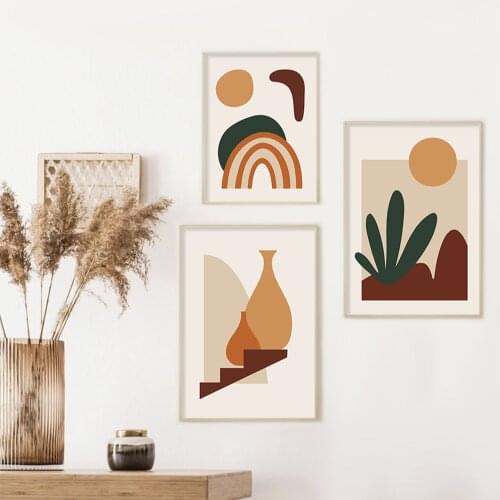 Scandinavian Landscape Rainbow Plants Wall Art Canvas Painting Nordic Posters and Prints Wall Pictures for Living Home Decor