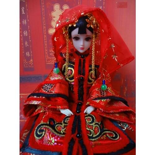 Handmade Ancient Chinese Bride Dolls Collectible Qing Dynasty Doll Vintage Style BJD Girl Dolls Toys Wedding Gifts