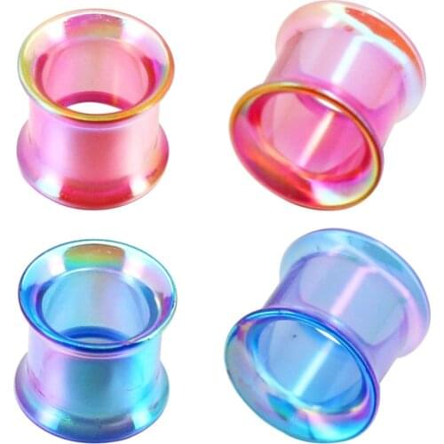 Body Punk Ultra-Thin Acrylic Ear Plugs and Tunnel Gauge Pink Blue Earring Expander Body Jewelry Piercings Individually Wrapped