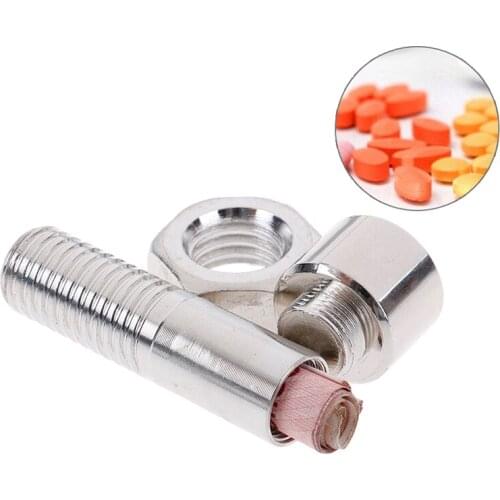 Screw shape pill box Creative storage box Metal container Pill storage box Coins hidden Privacy Collection Box