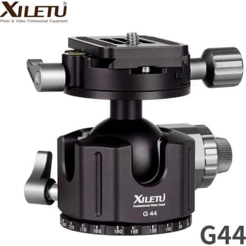 XILETU G-44 Low Center of Gravity 44mm Tripod Ball Head Double U Notch ultra-low profile Damping setting CNC Heavy Duty Ballhead
