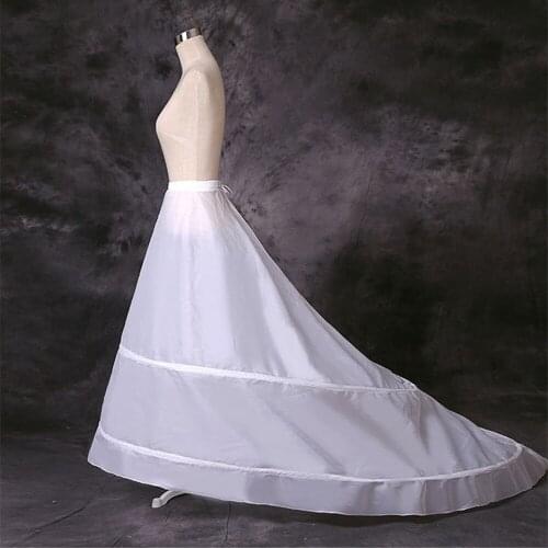 YUNUO Wedding Accessories Petticoats with Train White 2 Hoops Underskirt Crinoline for Bride Formal Dress In Stock
