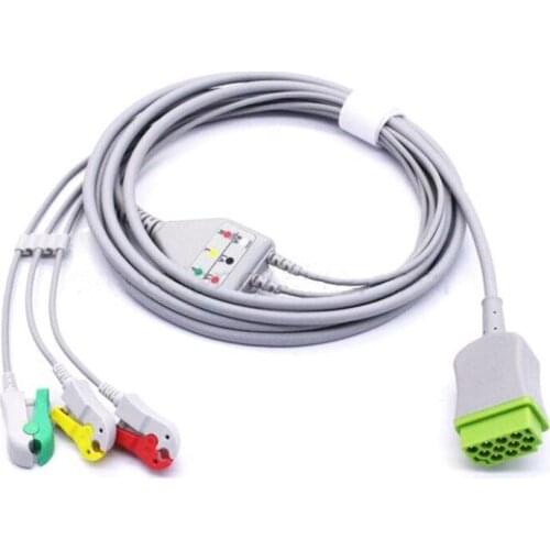 Free Shipping One Piece 3 Leads ECG/EKG Cable Clip type for GE Marquette GE Dash Pro4000, DASH PRO 3000, Dash PRO 2000,IEC TPU