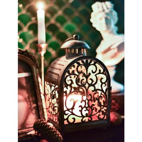 Iron Retro Romantic Candlestick Hollow Metal Creative Candle Holder Living Room Portavelas Vintage Hanging Candle Holder MM60ZT