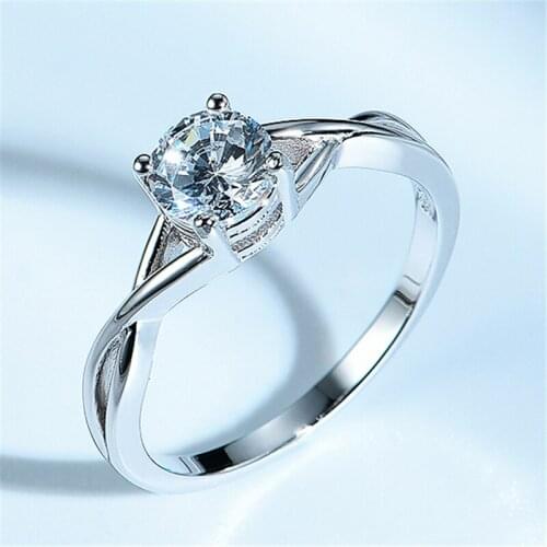 DY 925 Sterling Silver Ring 6.0MM Crystal Cubic Zirconia Endless Love Twist Ring For Women Wedding Engagement Classic Jewelry