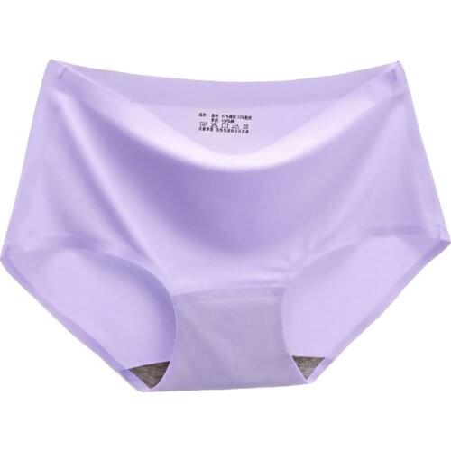 Womens underwear seamless plus size ice silk female panties middle waist light briefs ladies lingerie comfortable high quality