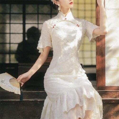 Chinese Style Dress Women Lace Cheongsams Dress Modern Elegant Summer Fahion Qipao Party Dresses Girls Fairy Princess Dress