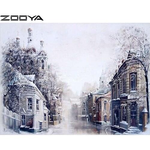 ZOOYA Snow Town Needlework Home Decoration Diamond Embroidery Patchwork Diy Diamond Sticker Square DIY Diamond Painting F1033