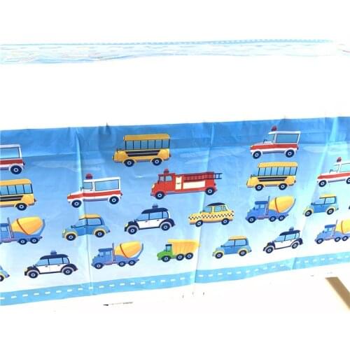1pcs cartoon Construction Trucks Tablecloth disposable Party Supplies Party Decoration Party Supplies Birthday Decoration Suppli
