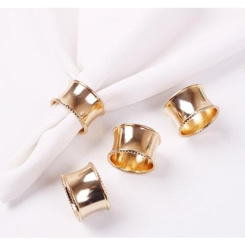 10pcs/lot Hotel explosion napkin ring beads side round gold and silver scarf circle Korean napkin buckle banquet napkin ring