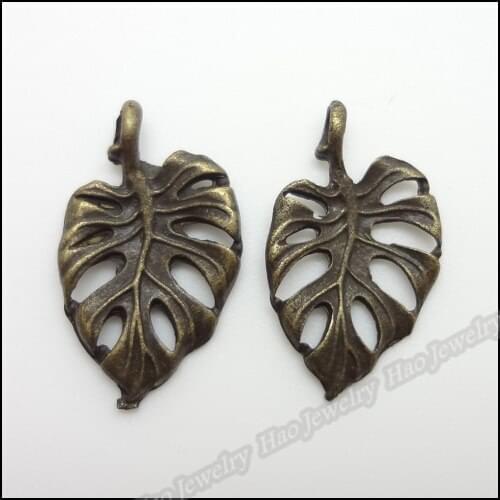 100pcs Vintage Charms Leaf Pendant Antique bronze Fit Bracelets Necklace DIY Metal Jewelry Making