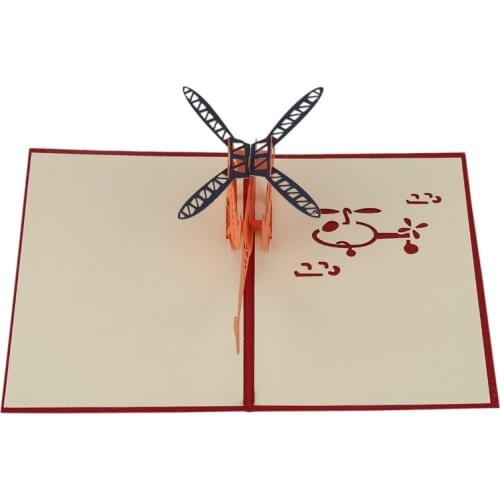 3D Greeting Card Helicopter Anniversary Happy Birthday Christmas Easter Greeting Card