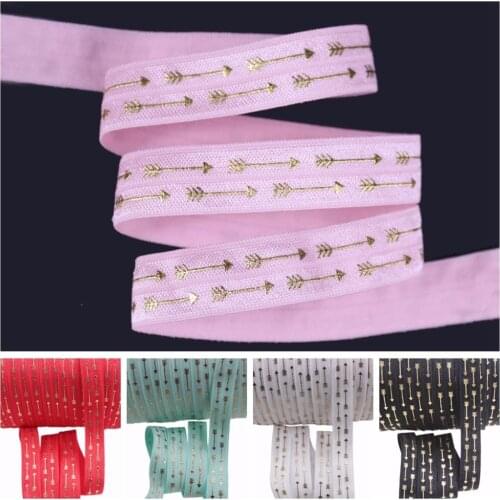 5 colors 5/8" gold foil arrow FOE fold over elastic 100yards/lot