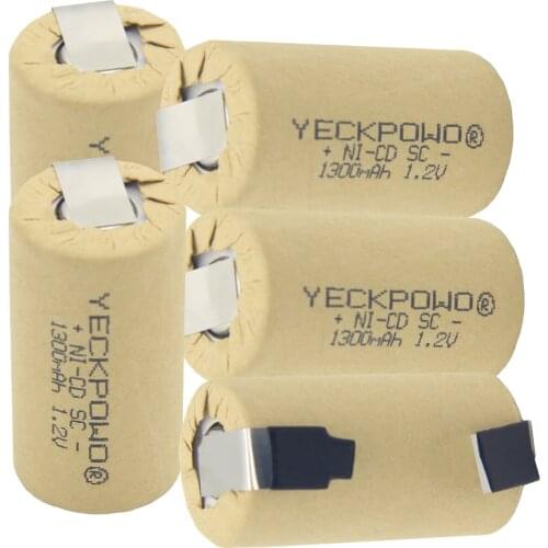 Akkus 1300mAh rechargeable sub C battery 1.2V welding tabs NICD SC batteries soldering tape for hitachi real capacity guaranteed