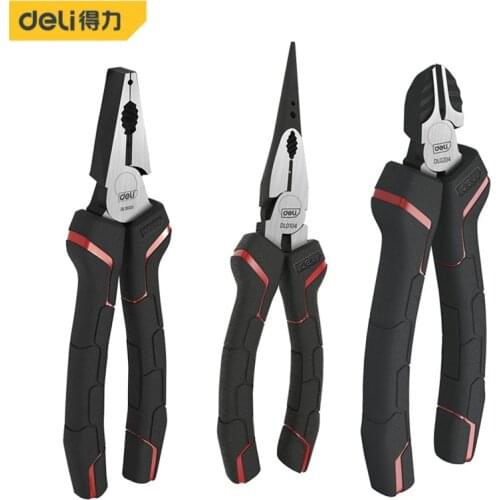 Deli Cutting Pliers Set Wire Stripping Crimping Tool Cable Cutter Stripper Long Nose Diagonal CR-V Clamp Multitools Repair Tools