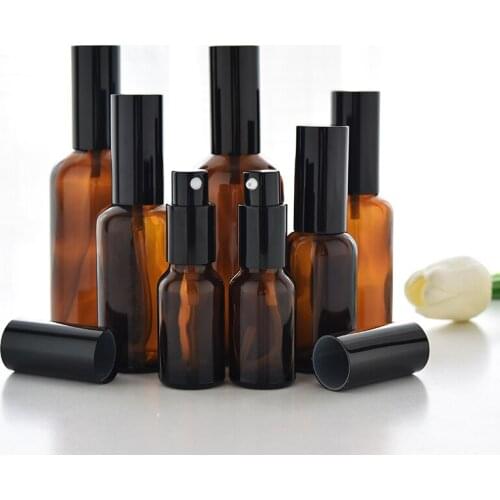 10ml 30ml 50ml Portable Amber Glass Refillable Bottles Essential Oil Mist Sprayer Spray Bottle Makeup Cream Lotion Containers