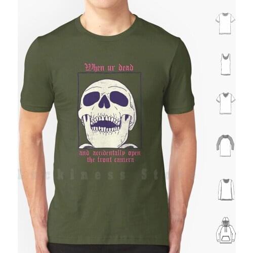 Accideadtal Selfie T Shirt Print 100% Cotton New Cool Tee Skull Skeleton Memes Dead Ded Death Awkward Camera Front