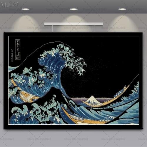 Art Poster Japanese Kanagawa The Great Wave Canvas Painting Retro Wall Pictures Prints for Living Room Home Decor