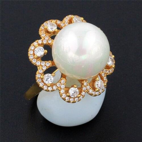 Party Rings Women Jewelry Elegant Round Hot White Fashion Romantic Floral Style Ring Size 6.5# HG0002R