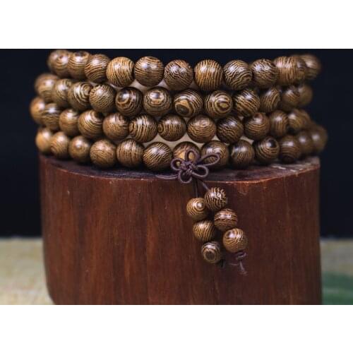 Multilayer 108 Wood Beads Lotus OM Bracelet Tibetan Buddhist Mala Buddha Charm Rosary Bracelet Yoga Wooden For Women Men Jewelry