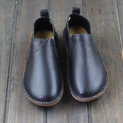 Womens Shoes Genuine Leather Womens Flat Shoes Round toe Slip on Moccasins Shoes Black and White Spring Footwear driving shoes