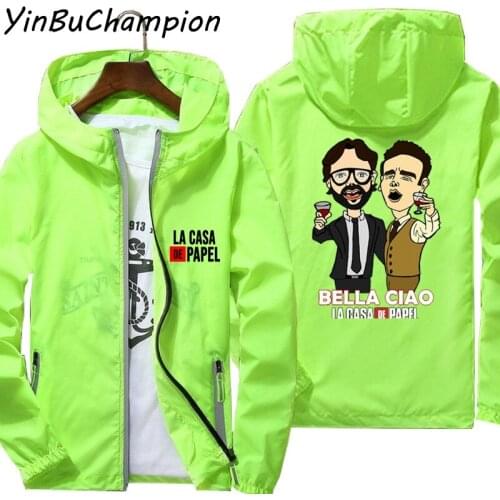 Mens Women La Casa De Papel Money Heist House Of Paper Jacket Bomber Windbreaker Skin Coat Reflective Sports Pilot Oversized 6XL