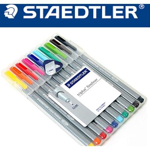 Staedtler 334SB Triplus Fineliner 0.3 mm 10 Colors Set Drawing Pen Graphics Design Writing Supplies