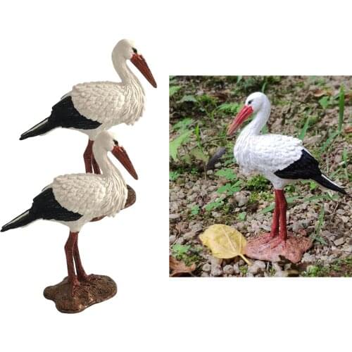 Set of 2 Crane Garden Statues, Durable Outdoor Sculptures Make Great Home Decor