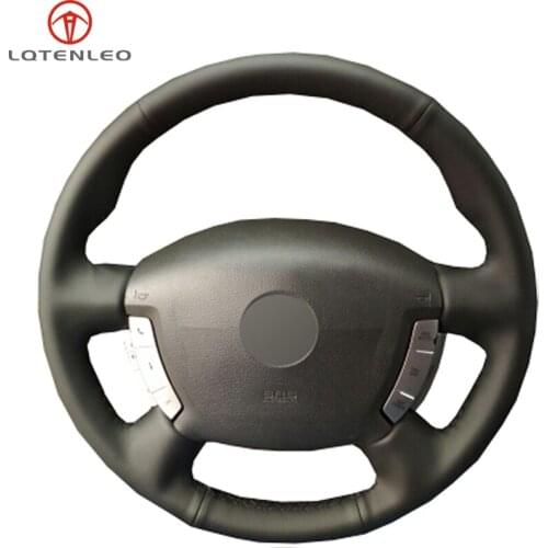 LQTENLEO Black Genuine Leather Car Steering Wheel Cover For Nissan Primera Paladin Almera N16 Pathfinder X-Trail Infiniti M45