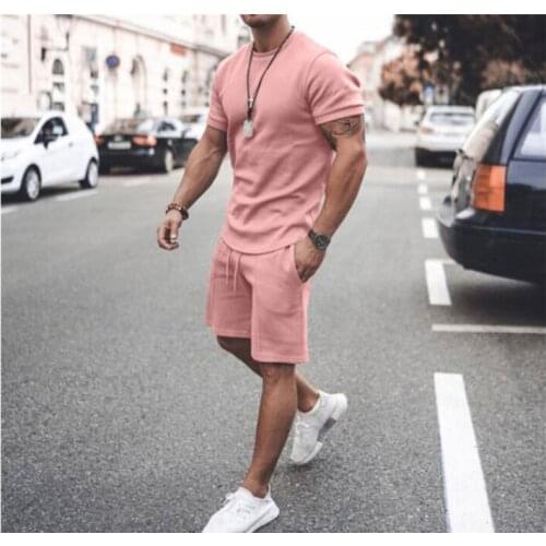 2021 Summer New Mens Short Sleeve Shorts Two Piece Sports Casual Tracksuit