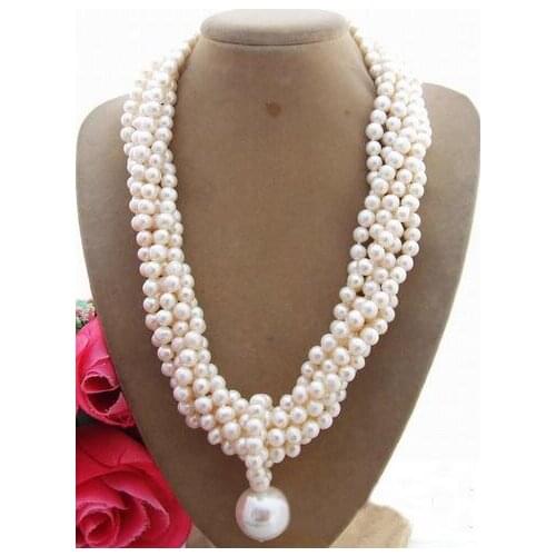 Charming! 6Strds White Pearl Shell pearl Necklace