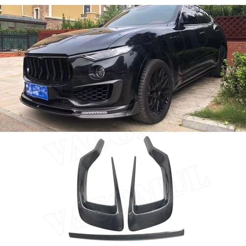 Carbon Fiber Front Bumper Middle Lip Trim Spoiler for Maserati Levante 2016 - 2019 Head FogLamp Air Vent Mesh Frame Cover