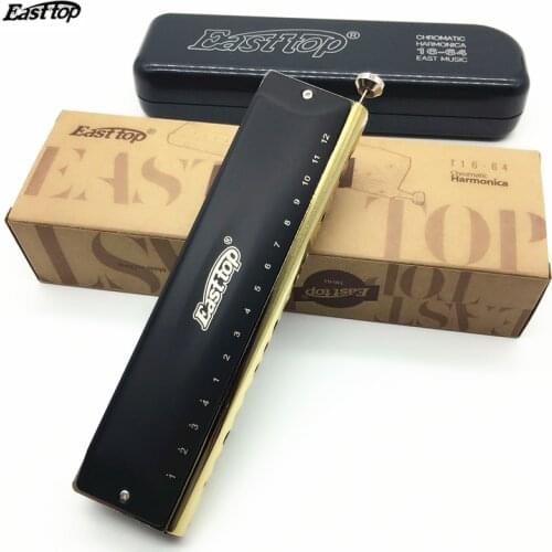Easttop Professional 16 Hole Chromatic Harmonica ABS Comb Black Cover Harp Musical Instruments C Key Metal Mouth Organ