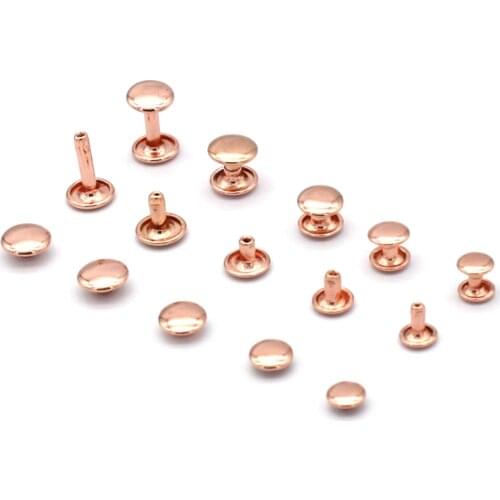 Rose Gold Rivets Multi-Size Double Round Head Rivets Double Hat Leather Rivets Quick Rivets DIY Leather Craft Sewing Accessories