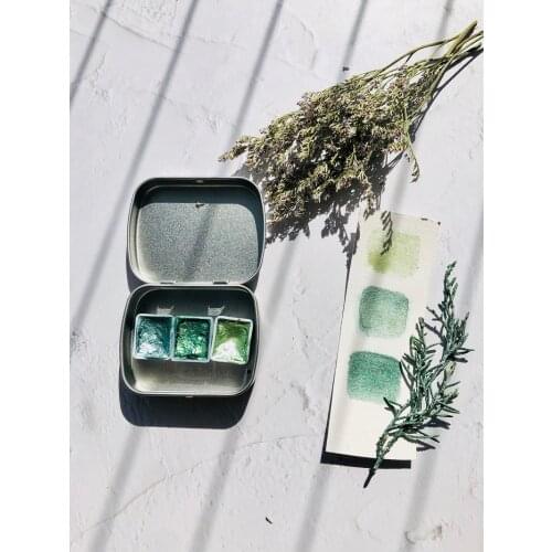 Handmade Pearlescent Solid Watercolor Paint Manual Grinding Glitter Aquarela Forest Elf Professional Art Supplies for Artist