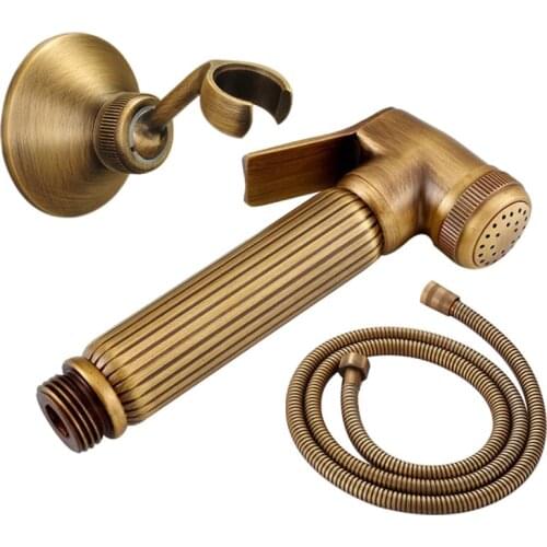 Free shipping Antique Brass Handheld Bidet Spray Shower Set Copper Bidet Sprayer Lanos Toilet Bidet Gun Faucet Lavatory
