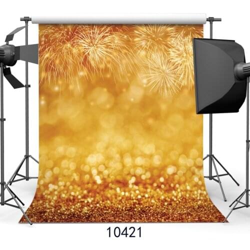 Gold Glitter Fireworks Photographic Background Vinyl Cloth Photo Backdrops for Baby Shower New Born Children Photo Shoot