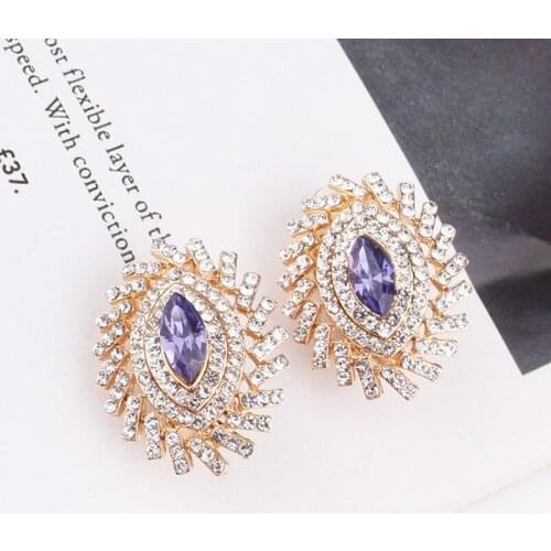 European And American Fashion Diamond Crystal Embellishment Personalized Earrings Cross-border E-commerce Hot Sales