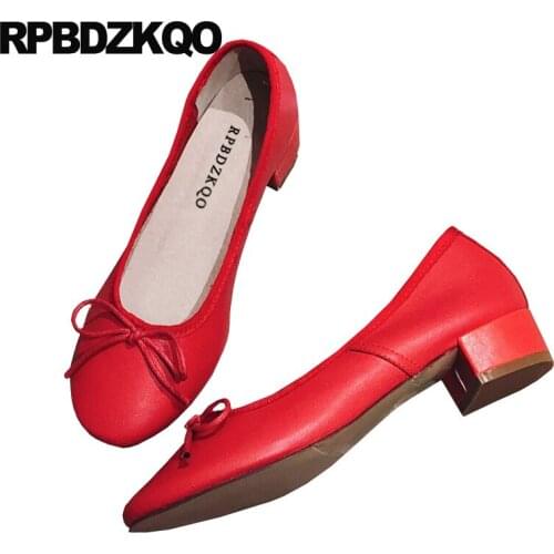 High Heels Cute Sweet Footwear Red Chunky Women Shoes Thick Black 2021 Ladies Walking Pumps Bow Round Toe Medium Block Beige