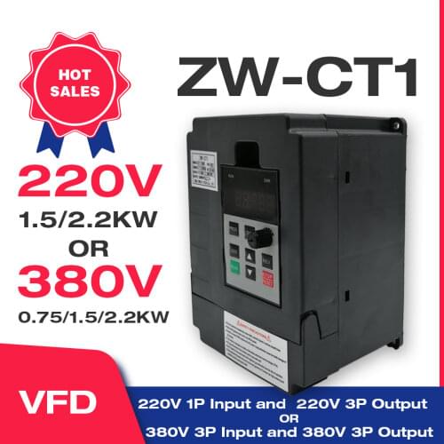 VFD Inverter VFD 1.5KW/2.2KW Frequency Inverter ZW-CT1 3P 220V Output Frequency Converter Variable Frequency Drive