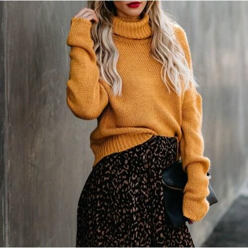 Women Korean Long Sleeve Casual Turtleneck Pullover Female Jumper Knitwear Autumn Winter Cotton Knitted Sweater