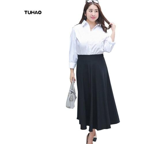 TUHAO 2018 Spring Summer Black Retro Skirts Office Lady Work Skirts Plus Size5XL 4XL 3XL Women High Waist Vintage Skirts YN06
