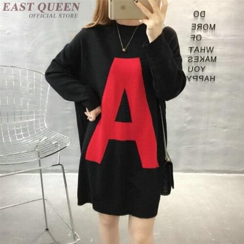 Letter women pullovers sweater loose cotton o-neck tops clothing women batwing full sleeve casual plus size pullovers DD297 F