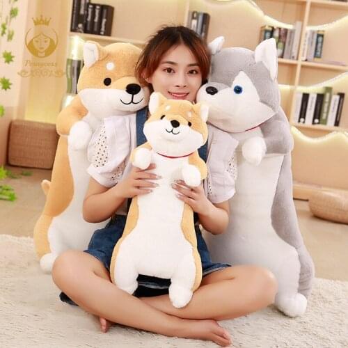 1PCS 60-100cm cute husky, Shiba Inu dog plush stuffed toy, cartoon plush animal pillow, kids toys, birthday present
